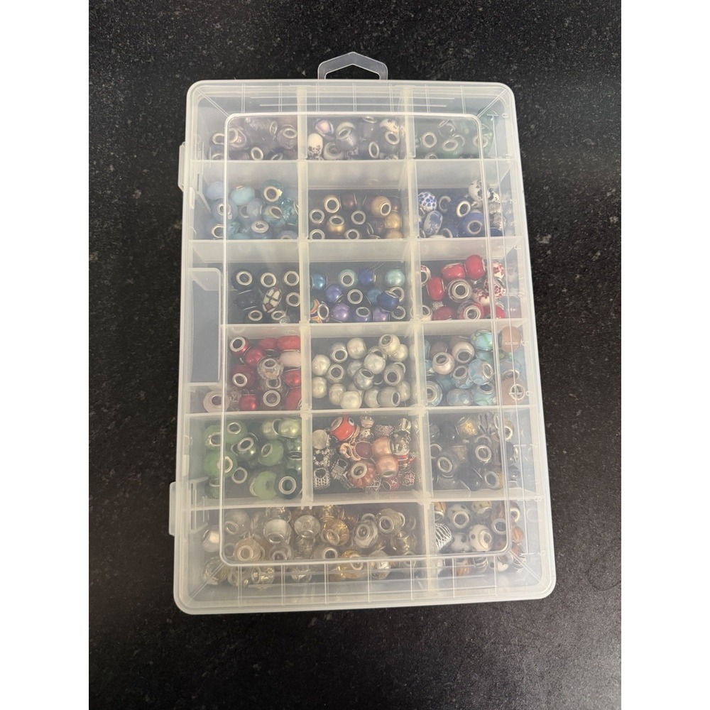 Large Collection of Assorted European-Style Glass Charm Beads Jewelry Maker Lot - Picture 2 of 7